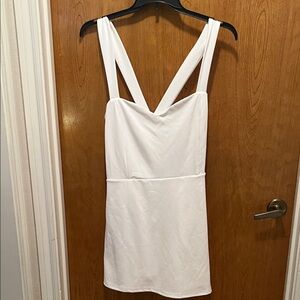 Lulu's White Mini Dress with Double Strap Detail